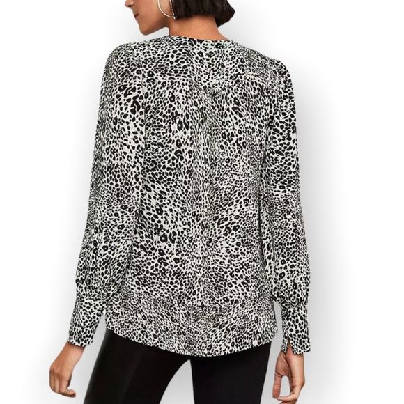 BCBGMAXAZRIA Animal Print Faux Wrap Blouse - Picture 3 of 13